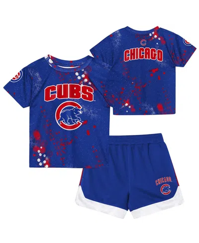 Outerstuff Kids' Preschool Royal Chicago Cubs Pinch Hitter Infielder T-shirt And Shorts Set In Blue