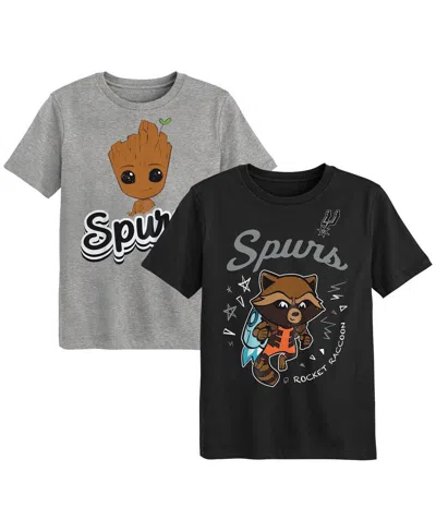 Outerstuff Kids' Preschool San Antonio Spurs 2-piece Guardians Of The Galaxy T-shirt Set In Black