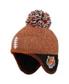 Outerstuff Baby Boys And Girls Brown Cincinnati Bengals Football Head Knit Hat With Pom In Brown