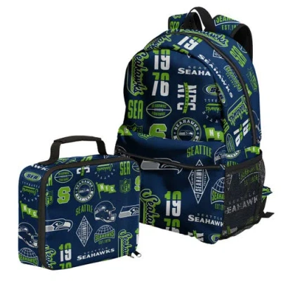 Outerstuff Seattle Seahawks Backpack And Lunchbox Set In Navy