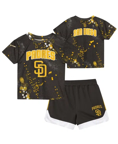 Outerstuff Babies' Toddler 2- Pack Brown San Diego Padres Pinch Hitter T-shirt And Shorts Set In Black