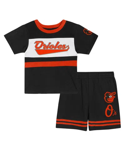 Outerstuff Babies' Toddler 2-piece Black Baltimore Orioles Bonus Ball T-shirt And Shorts Set