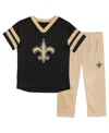 Outerstuff Toddler 2-piece Black/vegas Gold New Orleans Saints Red Zone V-neck T-shirt And Pants Set In Neutral