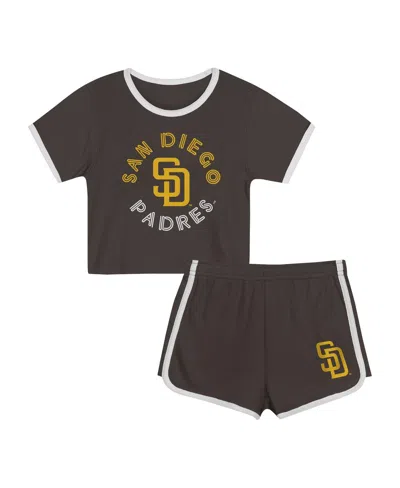 Outerstuff Kids' Toddler 2-piece Brown San Diego Padres Double Run T-shirt And Shorts Set In Black