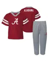 Outerstuff Toddler 2-piece Crimson/gray Alabama Crimson Tide Red Zone Two-piece V-neck Top And Pants Set In Multi