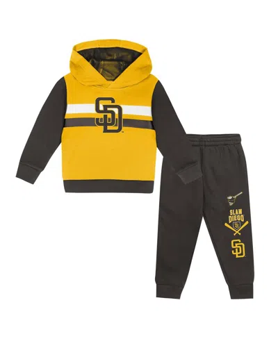 Outerstuff Babies' Toddler 2-piece Gold/brown San Diego Padres Wind Up Pullover Hoodie And Sweatpants Set In Gold,brown