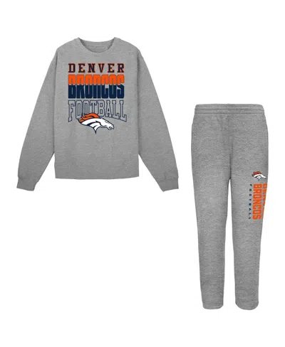 Outerstuff Babies' Toddler 2-piece Gray Denver Broncos Crewneck Sweatshirt And Pants Set