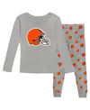 Outerstuff Toddler 2-piece Heather Gray Cleveland Browns Long Sleeve T-shirt And Pants Sleep Set In Gray