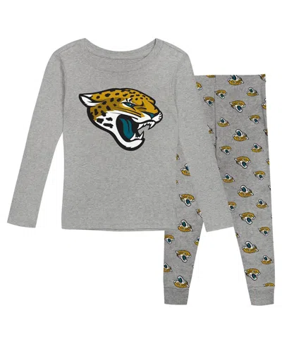 Outerstuff Babies' Toddler 2-piece Heather Gray Jacksonville Jaguars Long Sleeve T-shirt And Pants Sleep Set