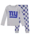 Outerstuff Toddler 2-piece Heather Gray New York Giants Long Sleeve T-shirt And Pants Sleep Set In Gray