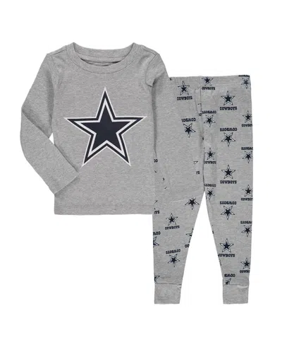 Outerstuff Kids' Toddler 2-piece Heathered Gray Dallas Cowboys Long Sleeve T-shirt And Pants Sleep Set In Heather Gray