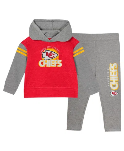 Outerstuff Babies' Toddler 2-piece Kansas City Chiefs Club House Long Sleeve Hoodie Top And Leggings Set In Gray