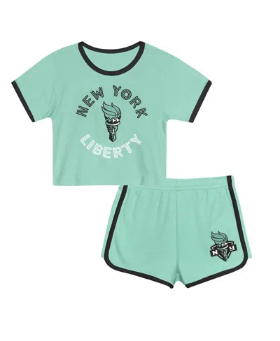 Outerstuff Babies' Toddler 2-piece Mint New York Liberty Double Run T-shirt And Shorts Set In Green
