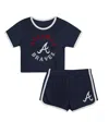 Outerstuff Toddler 2-piece Navy Atlanta Braves Double Run T-shirt & Shorts Set In Navy