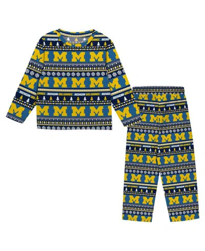 Outerstuff Babies' Toddler 2-piece Navy Michigan Wolverines Ugly Sweater And Pajama Set In Blue