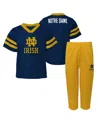 Outerstuff Toddler 2-piece Navy/gold Notre Dame Fighting Irish Red Zone V-neck Top And Pants Set In Multi