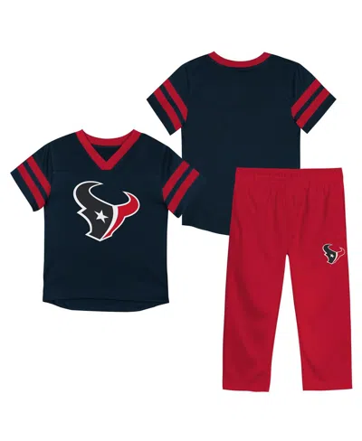 Outerstuff Babies' Toddler 2-piece Navy/red Houston Texans Red Zone V-neck T-shirt And Pants Set