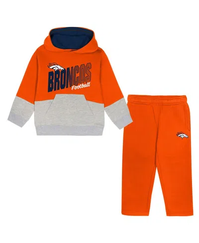 Outerstuff Babies' Toddler 2-piece Orange Denver Broncos Lineman Fleece Hoodie And Pants Set