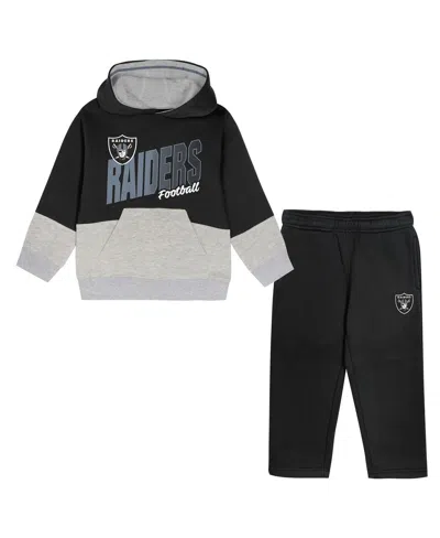 Outerstuff Babies' Toddler 2-piece Orange Denver Broncos Lineman Fleece Hoodie And Pants Set In Black