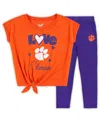 Outerstuff Toddler 2-piece Orange/purple Clemson Tigers Forever Love Team T-shirt And Leggings Set In Orange