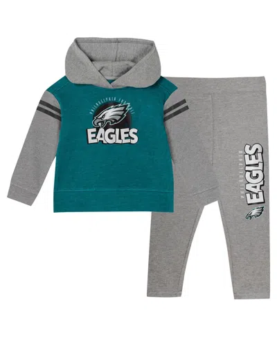 Outerstuff Babies' Toddler 2-piece Philadelphia Eagles Club House Long Sleeve Hoodie Top And Leggings Set In Green