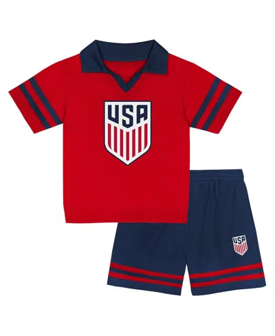 Outerstuff Babies' Toddler 2-piece Red/navy Usmnt Charming Dude Top And Shorts Set