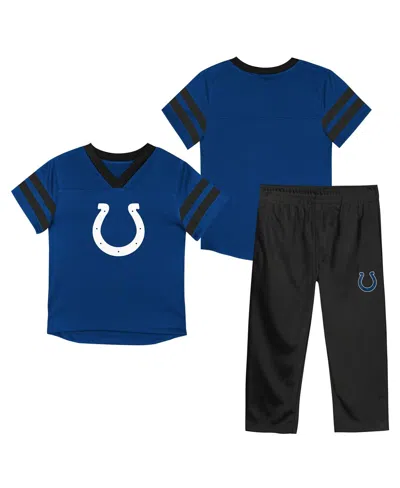 Outerstuff Babies' Toddler 2-piece Royal/black Indianapolis Colts Red Zone V-neck T-shirt And Pants Set In Blue