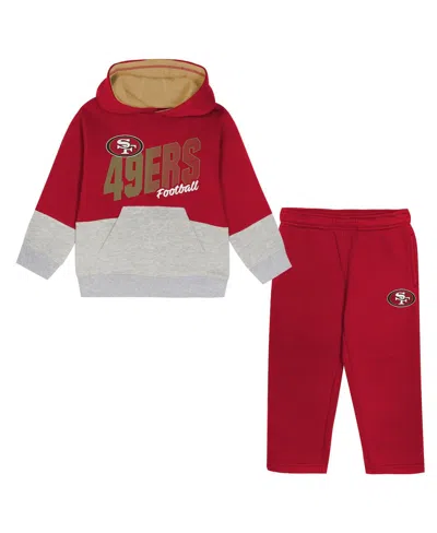 Outerstuff Babies' Toddler 2-piece Scarlet San Francisco 49ers Lineman Fleece Hoodie And Pants Set In Red