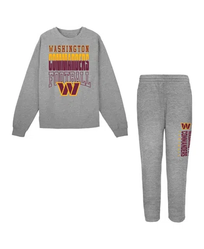 Outerstuff Babies' Toddler 2-piece Heather Gray Washington Commanders Crewneck Sweatshirt And Pants Set