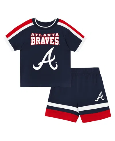 Outerstuff Babies' Toddler 2-piece Navy Atlanta Braves Ground Ball T-shirt And Shorts Set In Black