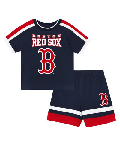 Outerstuff Babies' Toddler 2-piece Navy Boston Red Sox Ground Ball T-shirt And Shorts Set In Blue