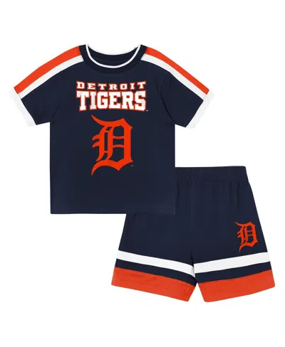Outerstuff Babies' Toddler 2-piece Navy Detroit Tigers Ground Ball T-shirt And Shorts Set In Blue