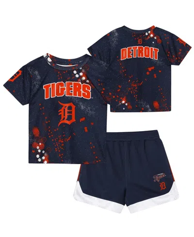 Outerstuff Babies' Toddler 2-piece Navy Detroit Tigers Pinch Hitter T-shirt And Shorts Set In Blue