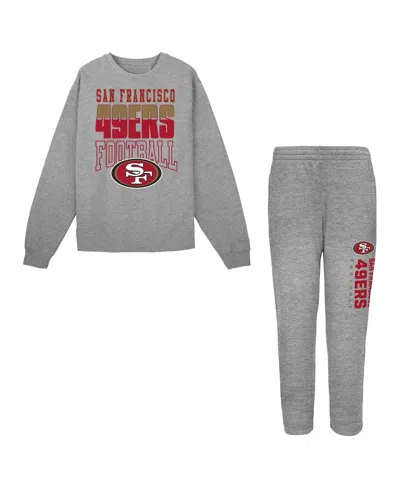 Outerstuff Babies' Toddler 2-piece  Heather Gray San Francisco 49ers Crewneck Sweatshirt And Pants Set