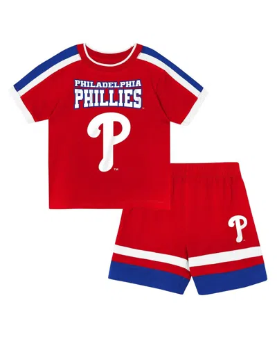 Outerstuff Babies' Toddler 2-piece Red Philadelphia Phillies Ground Ball T-shirt And Shorts Set