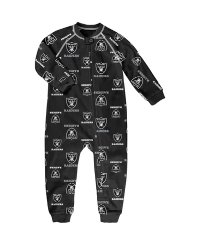 Outerstuff Babies' Toddler Black Las Vegas Raiders Allover Print Raglan Full-zip Jumper