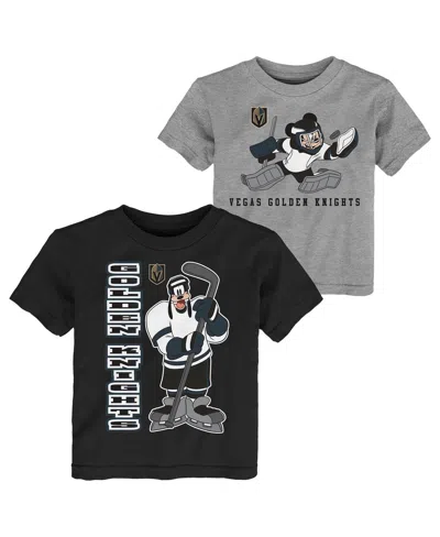 Outerstuff Babies' Toddler Black/heather Gray Vegas Golden Knights Two-pack Disney Offense Only T-shirt Set