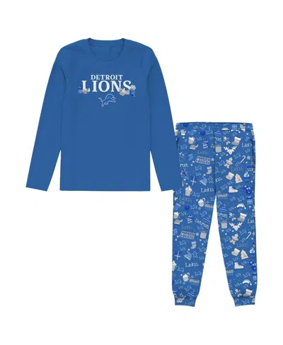 OUTERSTUFF TODDLER BLUE DETROIT LIONS CHESTNUT HOLIDAY SLEEP SET