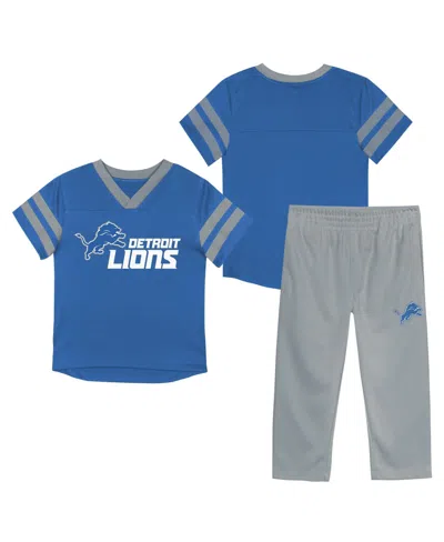 Outerstuff Babies' Toddler Blue/silver Detroit Lions Red Zone Jersey & Top Pants Set