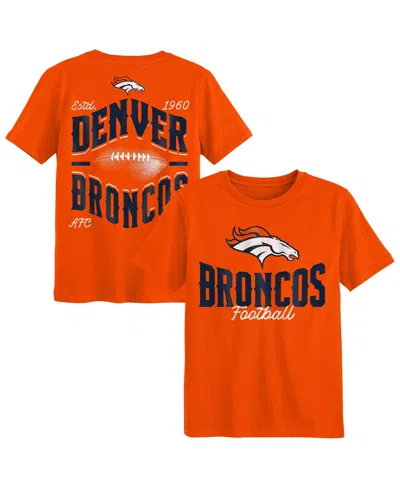 Outerstuff Babies' Toddler Boys' 2t-5t Denver Broncos Top Pick Distressed Crewneck T-shirt In Orange