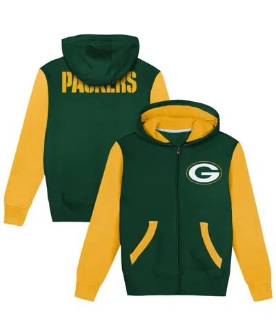 Outerstuff Babies' Toddler Boys' 2t-5t Green Bay Packers Stadium Color Block Full-zip Fleece-lined Hoodie