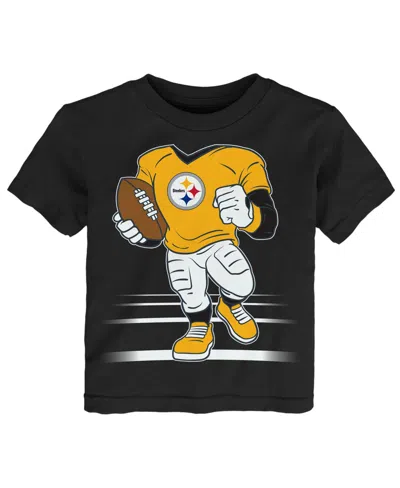 Outerstuff Babies' Toddler Boys' 2t-5t Pittsburgh Steelers Screen Print Crewneck T-shirt In Black