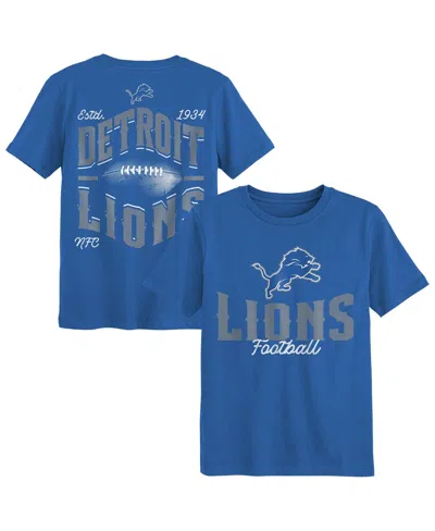 Outerstuff Babies' Toddler Boys' 2t-5t Top Pick Detroit Lions Distressed Screen Print Graphics T-shirt In Blue