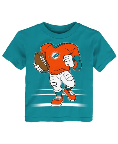 Outerstuff Babies' Toddler Boys' And Girls' 2t-5t Miami Dolphins Regular-fit Crewneck Screen-print T-shirt In Blue