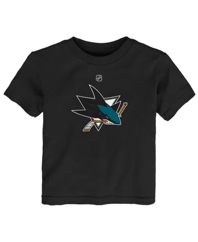 Outerstuff Babies' Toddler Boys' And Girls' 2t-5t San Jose Sharks Primary Logo Screen-print Crewneck T-shirt In Black