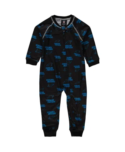 Outerstuff Babies' Toddler Boys And Girls Black Carolina Panthers Piped Raglan Full-zip Jumper
