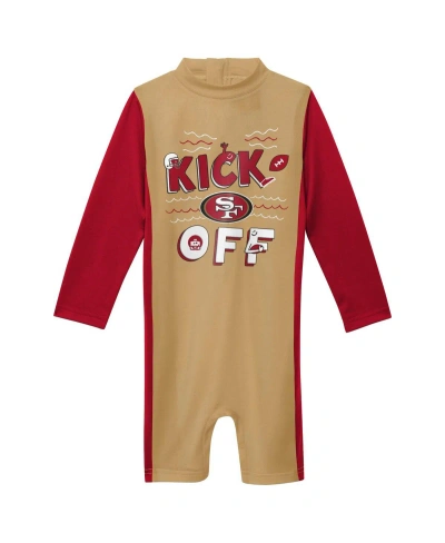 Outerstuff Babies' Toddler Boys And Girls Gold San Francisco 49ers Wave Runner Long Sleeve Wetsuit