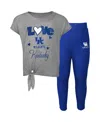 Outerstuff Toddler Boys And Girls Heathered Gray, Royal Kentucky Wildcats Forever Love Team T-shirt And Legging In Heathered Gray,royal
