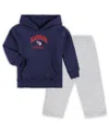 Outerstuff Toddler Boys And Girls Navy, Gray Cleveland Guardians Play-by-play Pullover Fleece Hoodie And Pants In Navy,gray