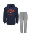 Outerstuff Baby Boys And Girls Navy/heather Gray Houston Astros Play By Play Pullover Hoodie Pants Set In Navy,gray